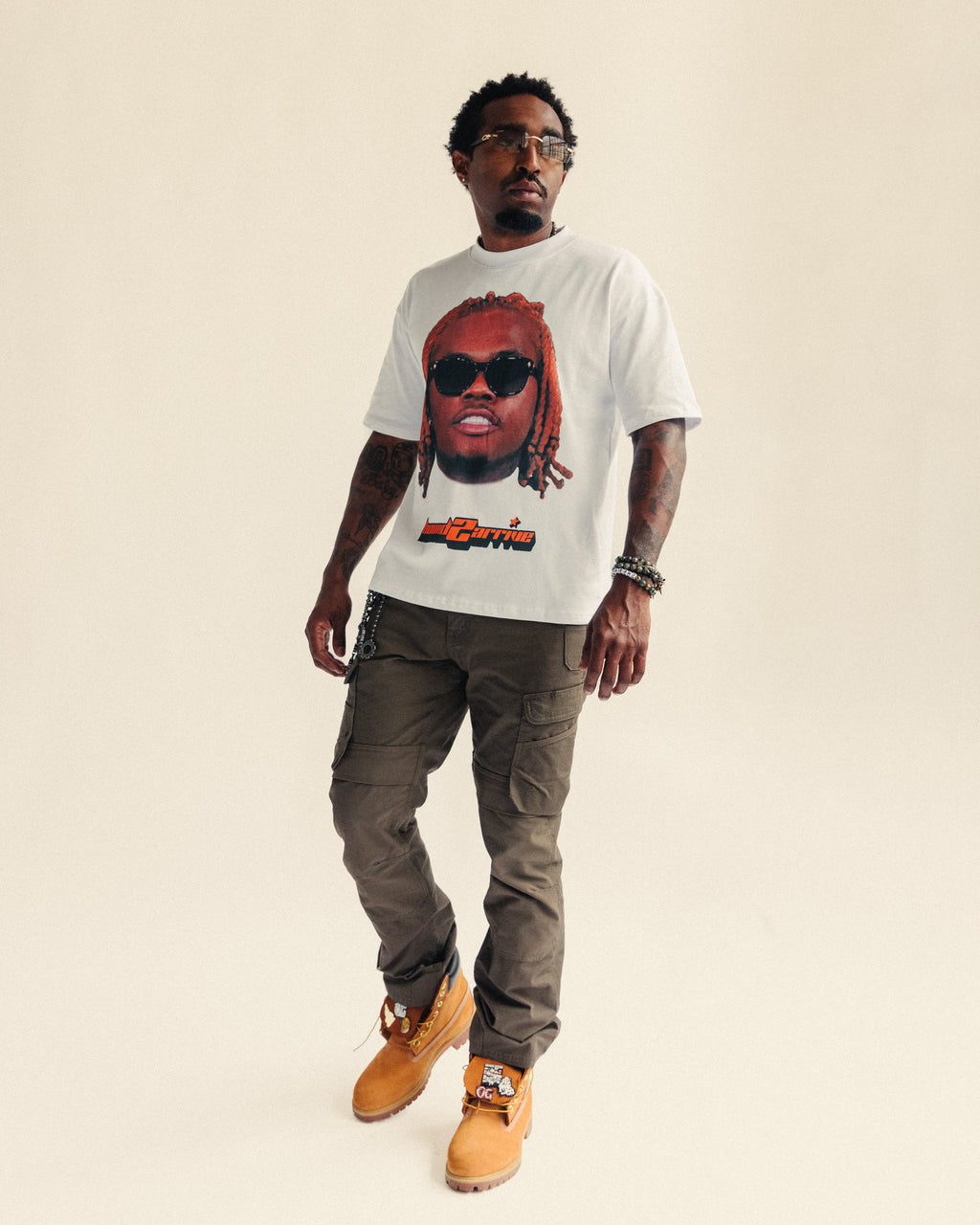 WHITE  "GUNNA" TEE